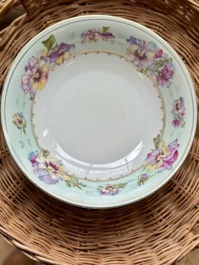 Vintage PM Bavaria Floral Porcelain Bowl with Lavender Yellow and Mint Accents